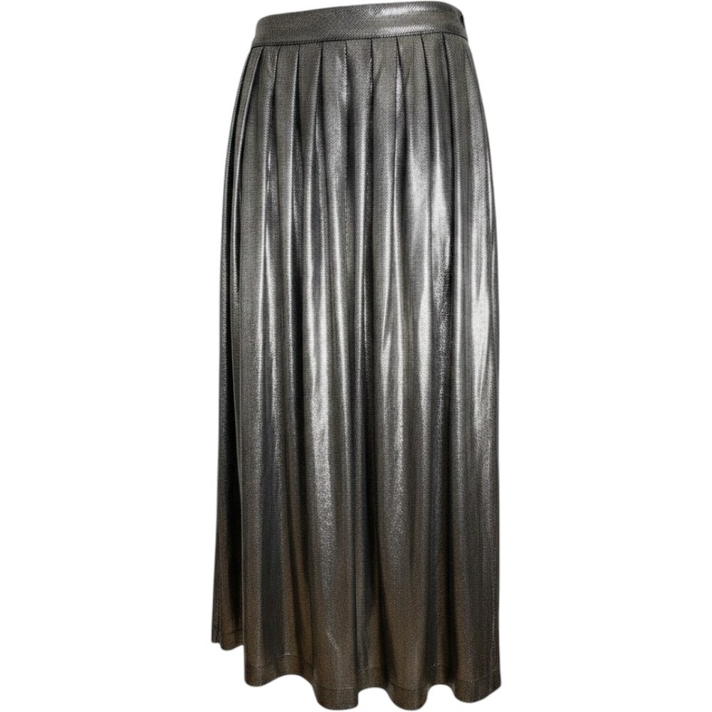 Vintage Silver Metallic Skirt Size 8 Eighties Glam Disco Club Shiny Sexy Dancing